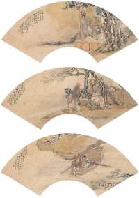 钱慧安 甲午（1894年）作 人物图（三挖） 扇片轴
